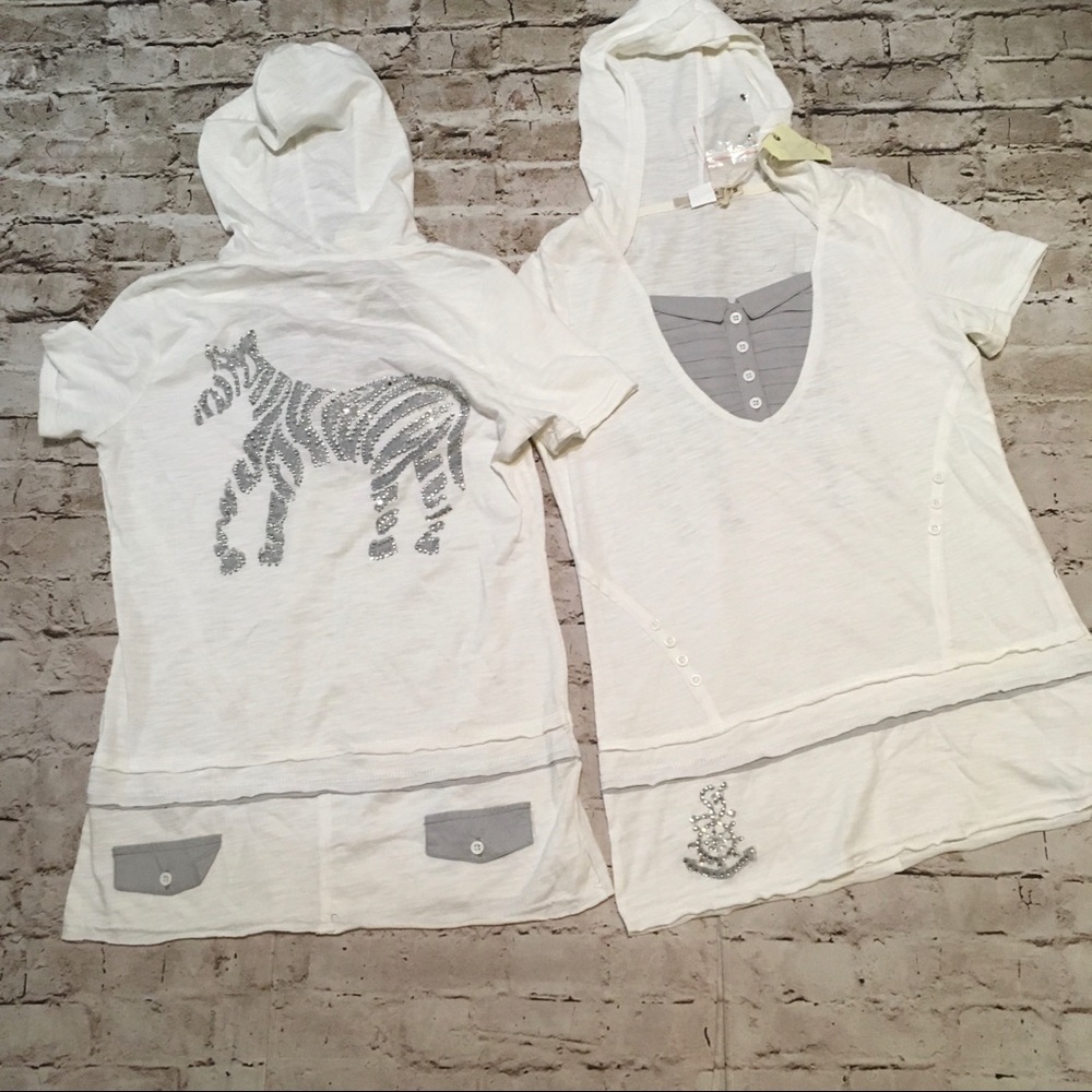🔥 NWT Mur Mur white hoodies  top size S. M.